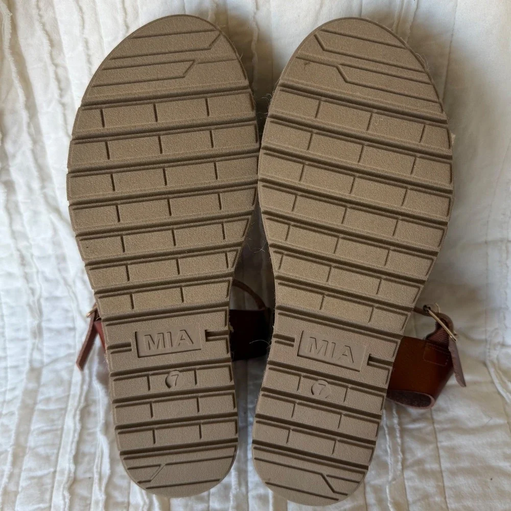 MIA Platform Espadrille Sandals Brown Lug Sole Coastal Casual Festival Boho 7